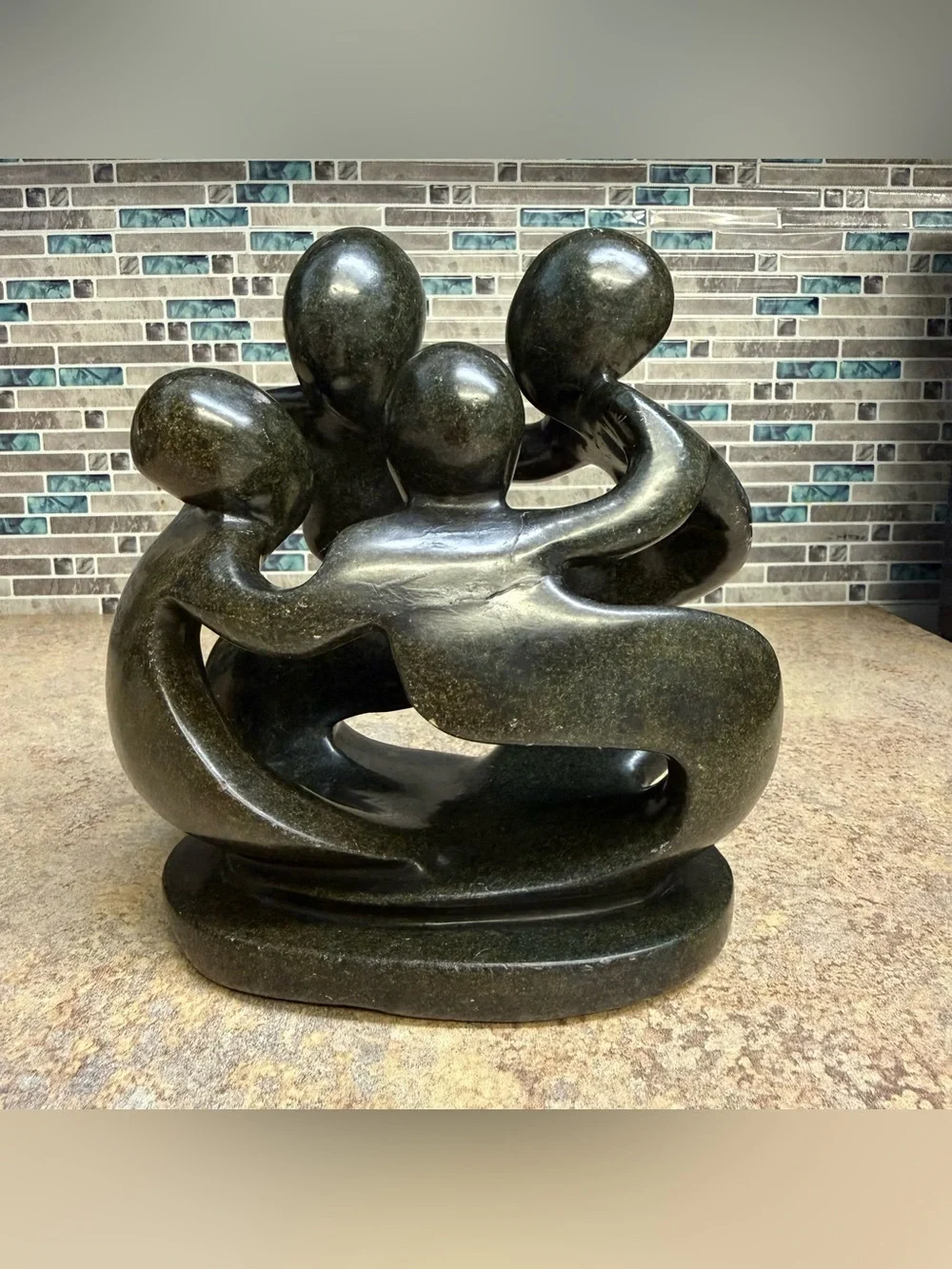 Shona Tribe Serpentine Stone Family of Four ~7.9